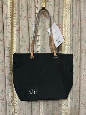 3/$30 PortoVino City Tote Black Structured Insulated Hidden Compartment NEW